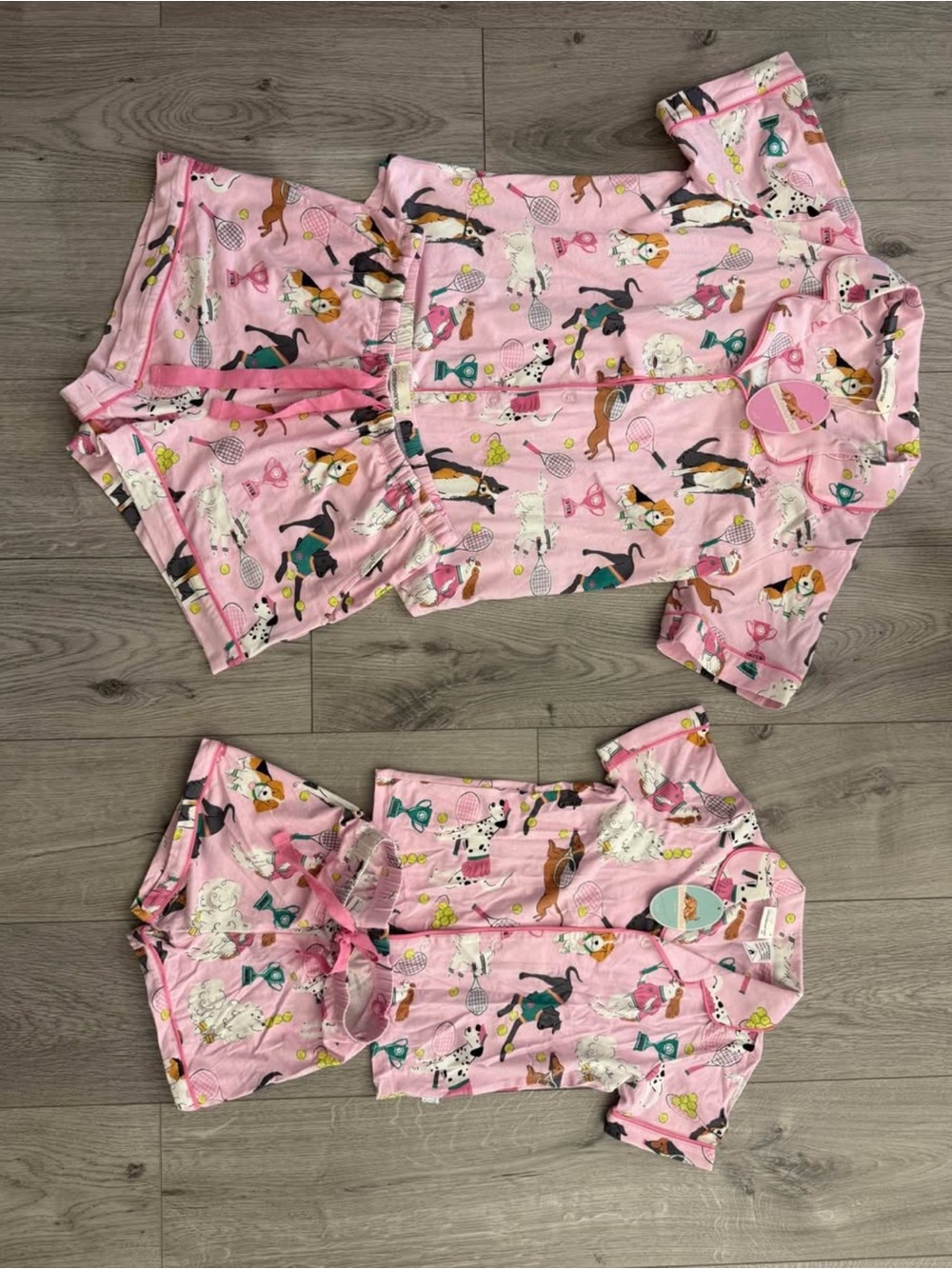 Peter Alexander Pink Dog Print Pajama Set mom&daughter